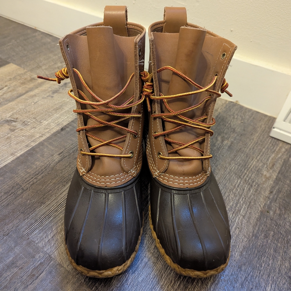 Brown and Tan Bean Boots